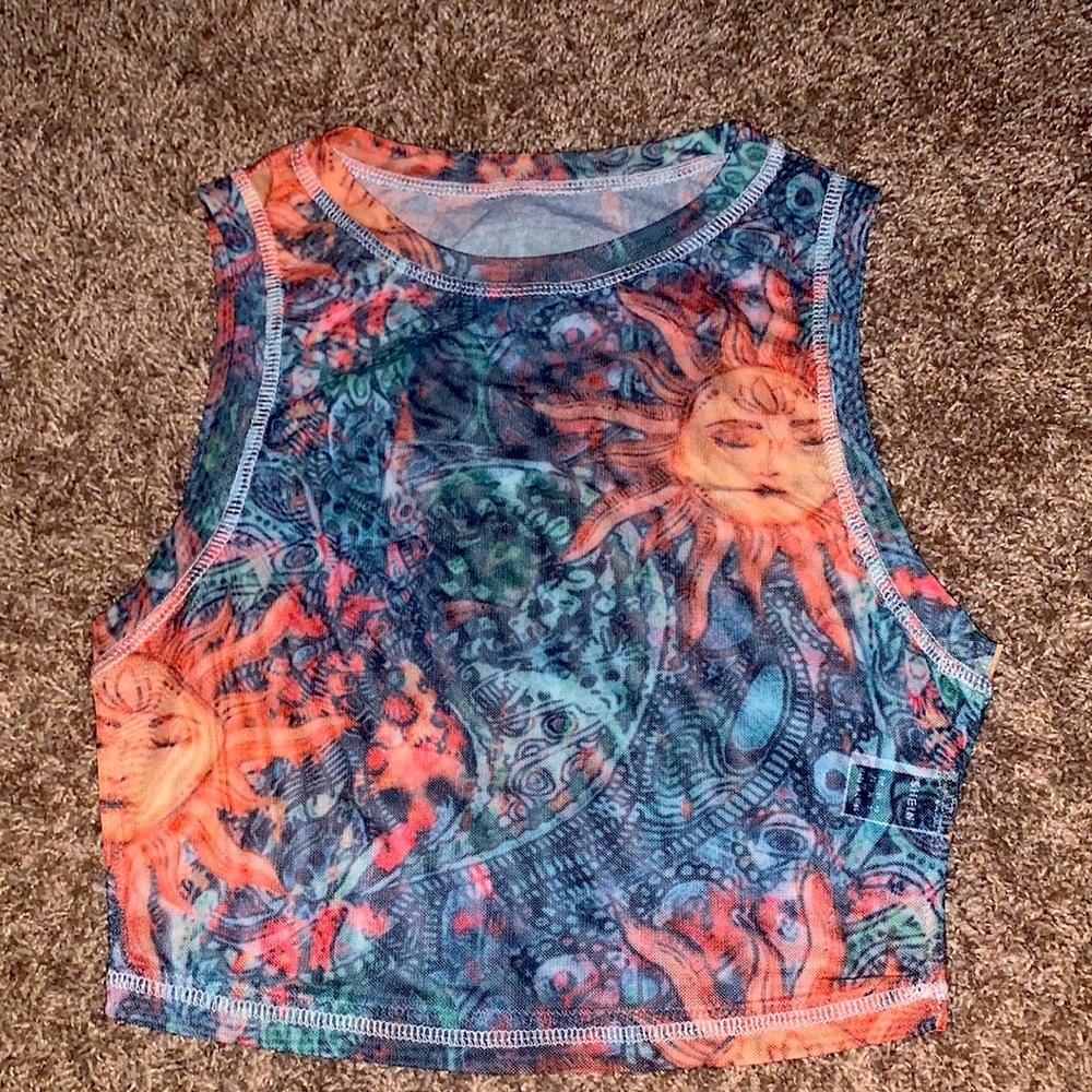 Mesh cropped tank top